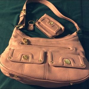 STONE MOUNTAIN PINK LEATHER DOUBLE ZIP HOBO